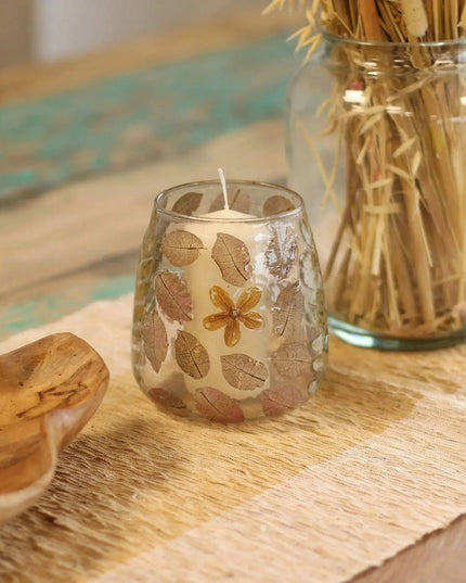 Natural Floral Glass Candle Holder - Primavera Design - Bee my Gift