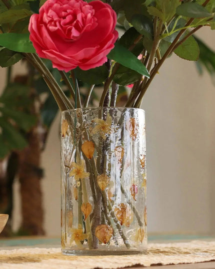 Natural Floral Glass Candle Holder with Real Flowers - Bee my Gift