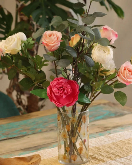 Natural Floral Glass Candle Holder with Real Flowers - Bee my Gift