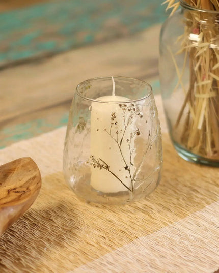 Natural Floral Glass - Vase Candle Holder - Margarita - (12x11cm) - Bee my Gift