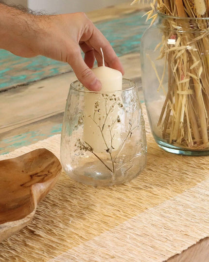 Natural Floral Glass - Vase Candle Holder - Margarita - (12x11cm) - Bee my Gift