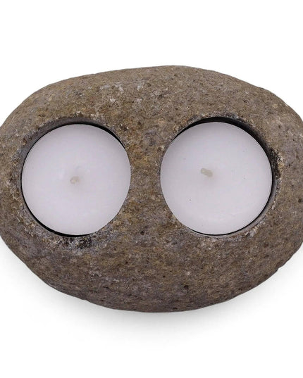 Natural Riverstone Candle Holder - Unique Nightlight - Bee my Gift
