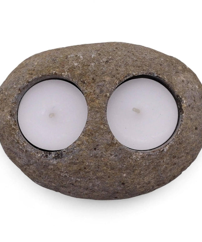 Natural Riverstone Candle Holder - Unique Nightlight - Bee my Gift
