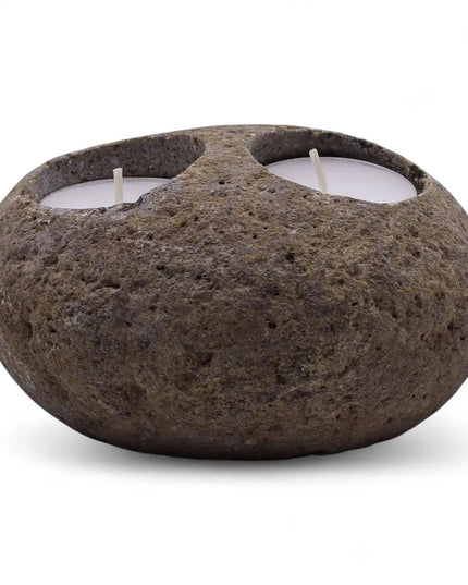 Natural Riverstone Candle Holder - Unique Nightlight - Bee my Gift