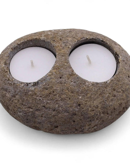 Natural Riverstone Candle Holder - Unique Nightlight - Bee my Gift