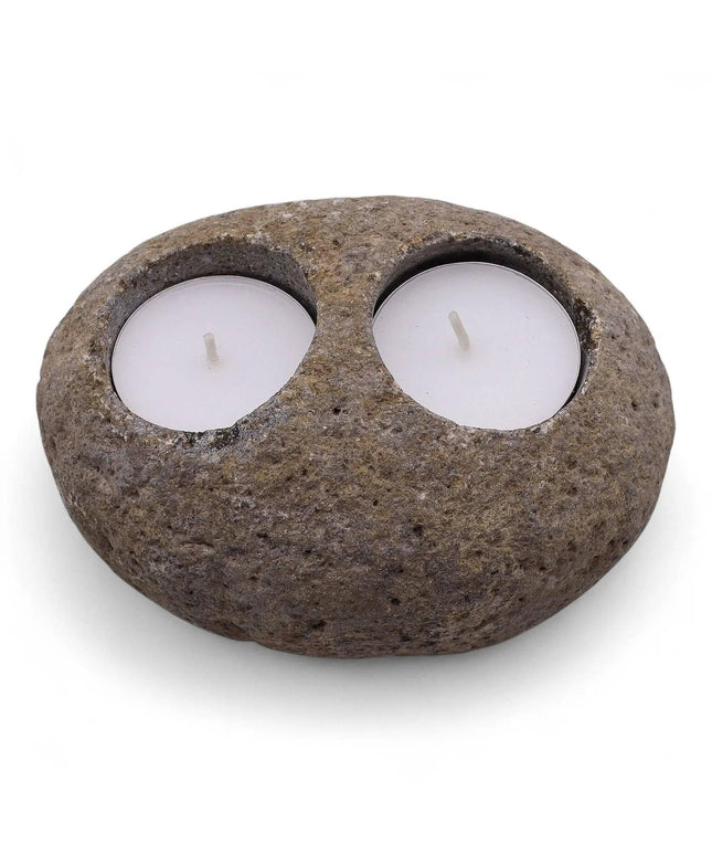 Natural Riverstone Candle Holder - Unique Nightlight - Bee my Gift