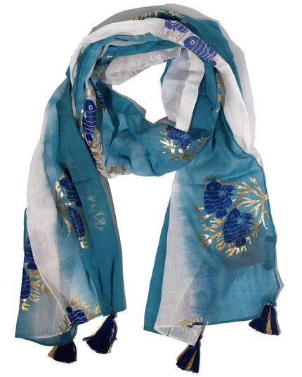 Nomad Sari Aqua Fish Scarf – Sea Blue (180x50cm) - Bee my Gift