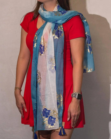 Nomad Sari Aqua Fish Scarf – Sea Blue (180x50cm) - Bee my Gift
