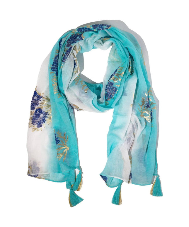 Nomad Sari Aqua Fish Scarf – Turquoise (180x50cm) - Bee my Gift
