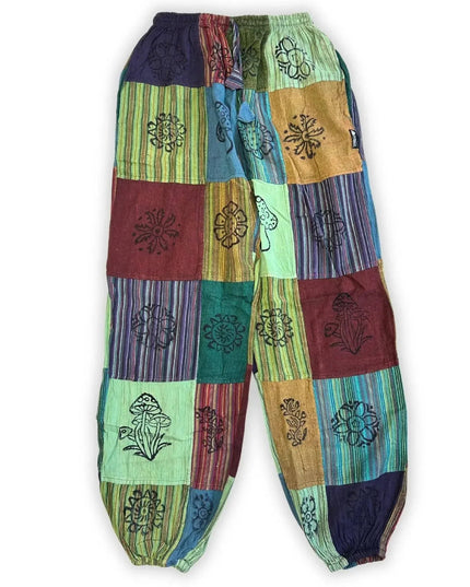 Nomad Sari - Mushroom Pants - Block Print Designs - Green Tones (105x127cm) S/M - Bee my Gift