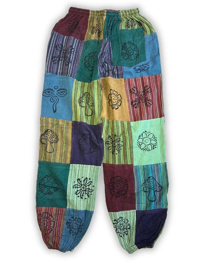 Nomad Sari - Mushroom Pants - Block Print Designs - Green Tones (105x127cm) S/M - Bee my Gift
