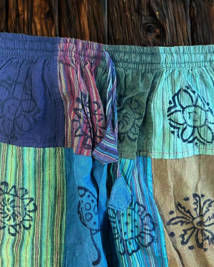 Nomad Sari - Mushroom Pants - Block Print Designs - Green Tones (105x127cm) S/M - Bee my Gift