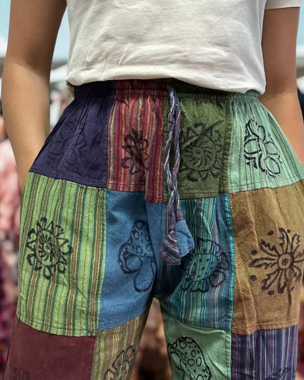 Nomad Sari - Mushroom Pants - Block Print Designs - Green Tones (105x127cm) S/M - Bee my Gift