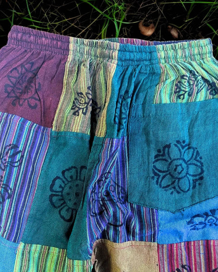 Nomad Sari - Mushroom Pants - Block Print Designs - Green Tones (105x127cm) S/M - Bee my Gift