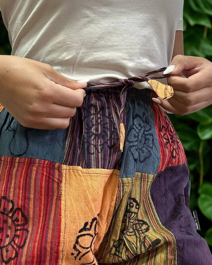 Nomad Sari - Mushroom Pants - Block Print Designs - Orange Tones (105x127cm) S/M - Bee my Gift