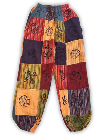 Nomad Sari - Mushroom Pants - Block Print Designs - Orange Tones (105x127cm) S/M - Bee my Gift
