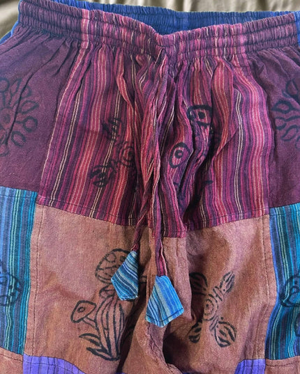 Nomad Sari - Mushroom Pants - Block Print Designs - Purple Tones (105x127cm) S/M - Bee my Gift