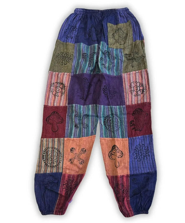 Nomad Sari - Mushroom Pants - Block Print Designs - Purple Tones (105x127cm) S/M - Bee my Gift