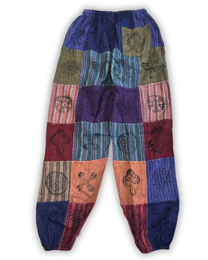 Nomad Sari - Mushroom Pants - Block Print Designs - Purple Tones (110x120cm) L/XL - Bee my Gift