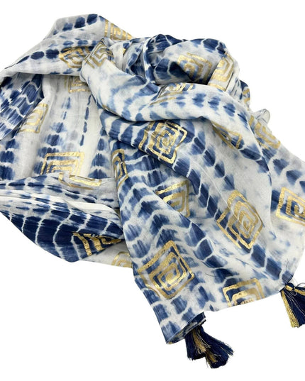 Nomad Sari On the Med Collection - Pario - Blue Tie Dye & Blockprint - Bee my Gift