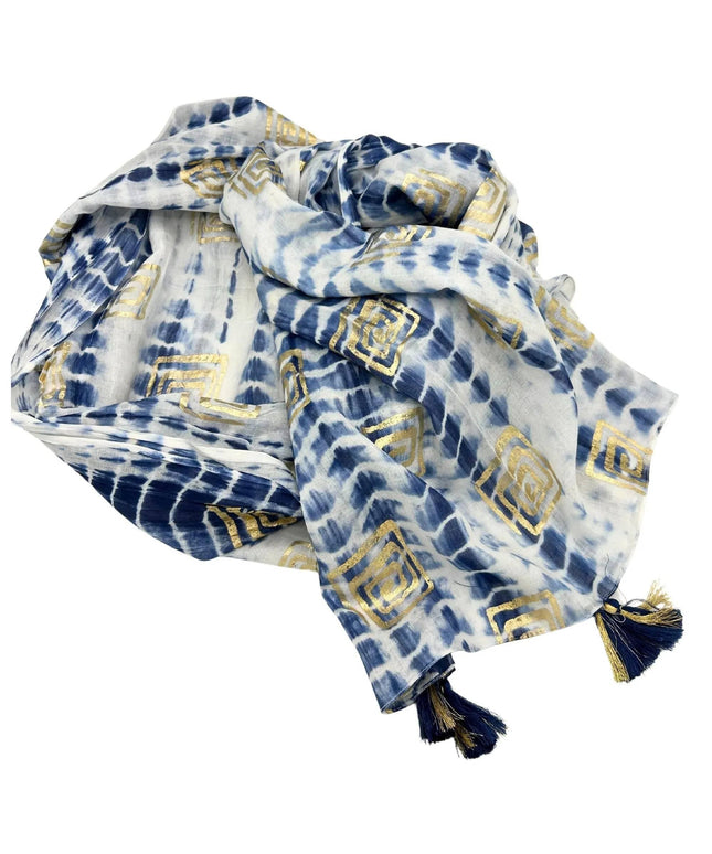 Nomad Sari On the Med Collection - Pario - Blue Tie Dye & Blockprint - Bee my Gift
