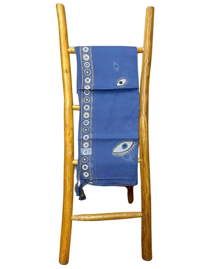 Nomad Sari On the Med Collection - Pario - Rich Blue & Gold Hand Painted Evil Eye Design - Bee my Gift