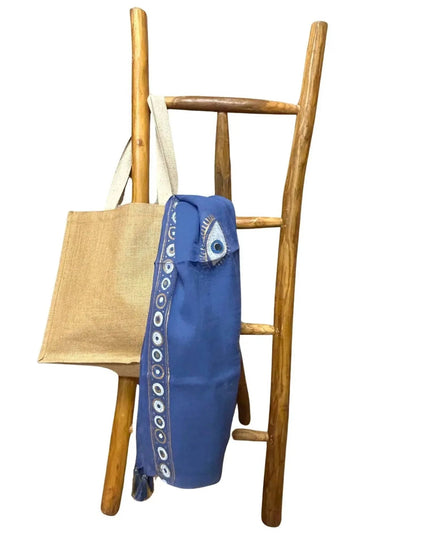 Nomad Sari On the Med Collection - Pario - Rich Blue & Gold Hand Painted Evil Eye Design - Bee my Gift