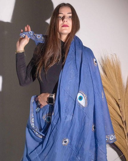 Nomad Sari On the Med Collection - Pario - Sea Blue & Gold Fish Design - Bee my Gift