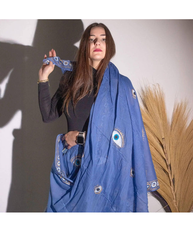 Nomad Sari On the Med Collection - Pario - Sea Blue & Gold Fish Design - Bee my Gift