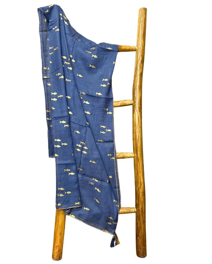 Nomad Sari On the Med Collection - Pario - Sea Blue & Gold Fish Design - Bee my Gift