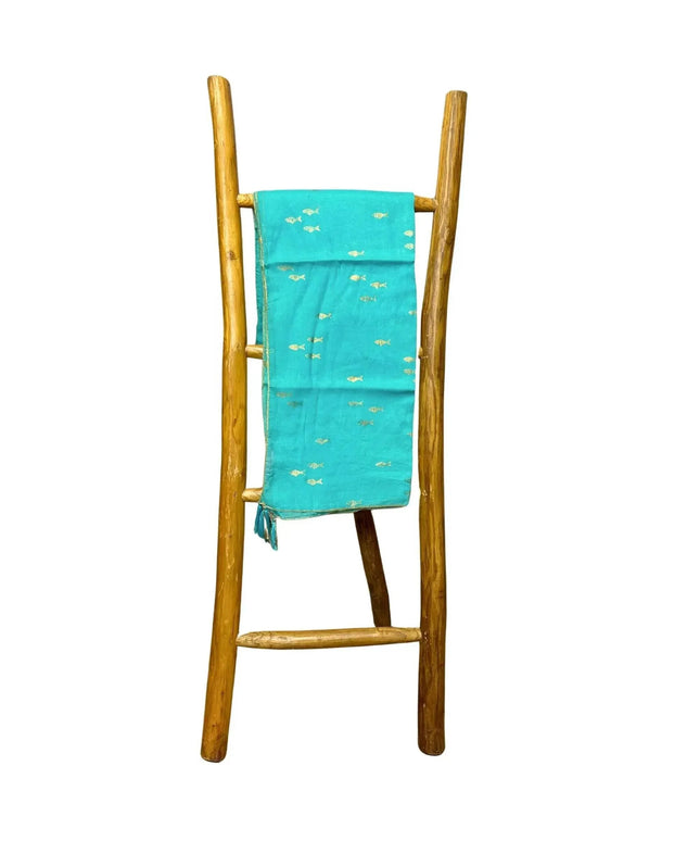 Nomad Sari On the Med Collection - Pario - Turquoise & Gold Fish Design - Bee my Gift