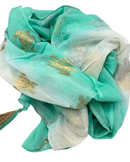 Nomad Sari On the Med Collection - Pario - White & Turquoise Gold Turtle Design - Bee my Gift