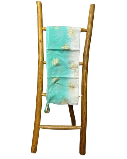 Nomad Sari On the Med Collection - Pario - White & Turquoise Gold Turtle Design - Bee my Gift