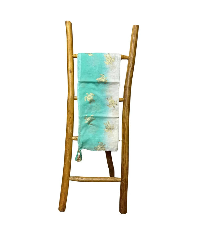 Nomad Sari On the Med Collection - Pario - White & Turquoise Gold Turtle Design - Bee my Gift