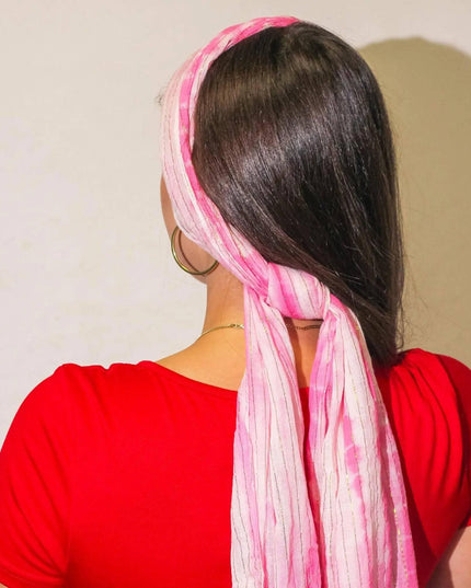 Nomad Sari Party Shine Pink Scarf – Gold Thread (180×50cm) - Bee my Gift