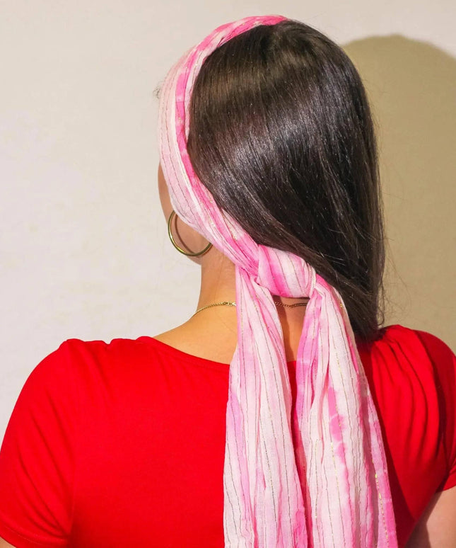 Nomad Sari Party Shine Pink Scarf – Gold Thread (180×50cm) - Bee my Gift