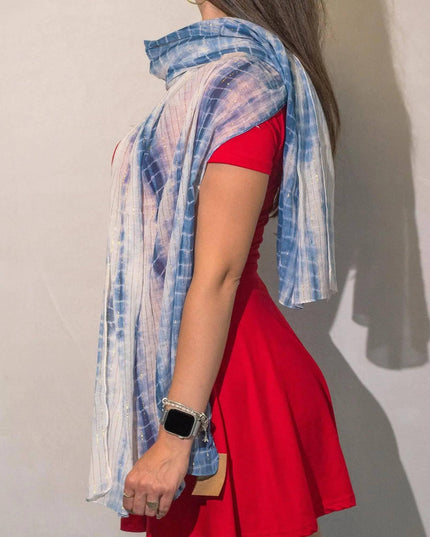Nomad Sari Party Shine Scarf – Dusky Blue (180×50cm) - Bee my Gift