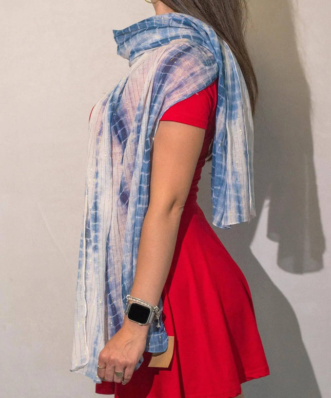 Nomad Sari Party Shine Scarf – Dusky Blue (180×50cm) - Bee my Gift