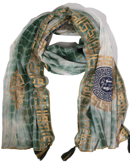 Nomad Sari Summer Marbella Print Scarf - Green with Gold (180x50cm) - Bee my Gift