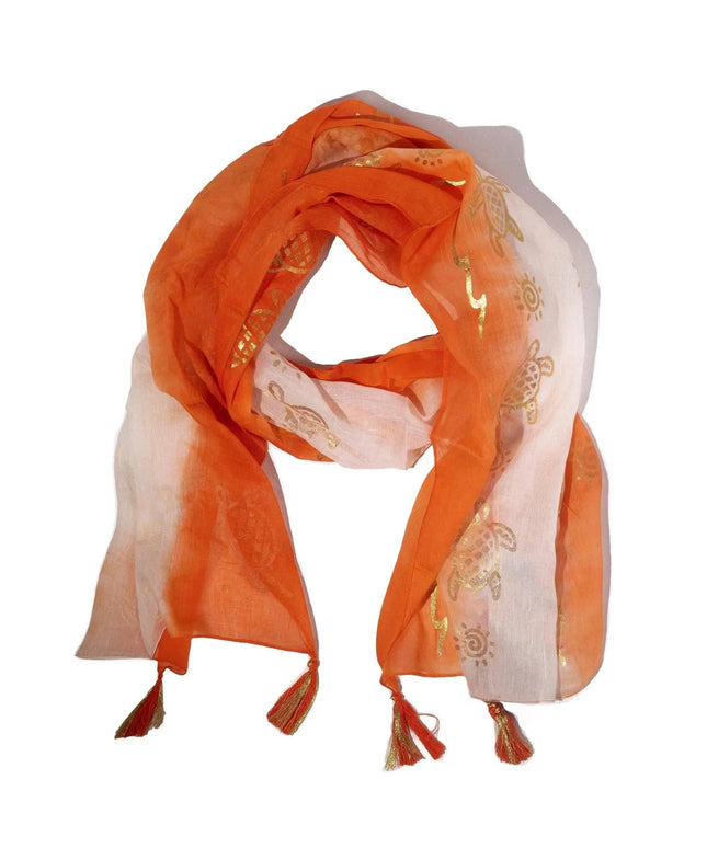 Nomad Sari Summer Turtle Print Scarf - Coral (180x50cm) - Bee my Gift