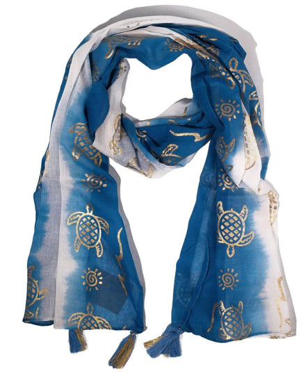 Nomad Sari Summer Turtle Print Scarf - Sea Blue (180x50cm) - Bee my Gift