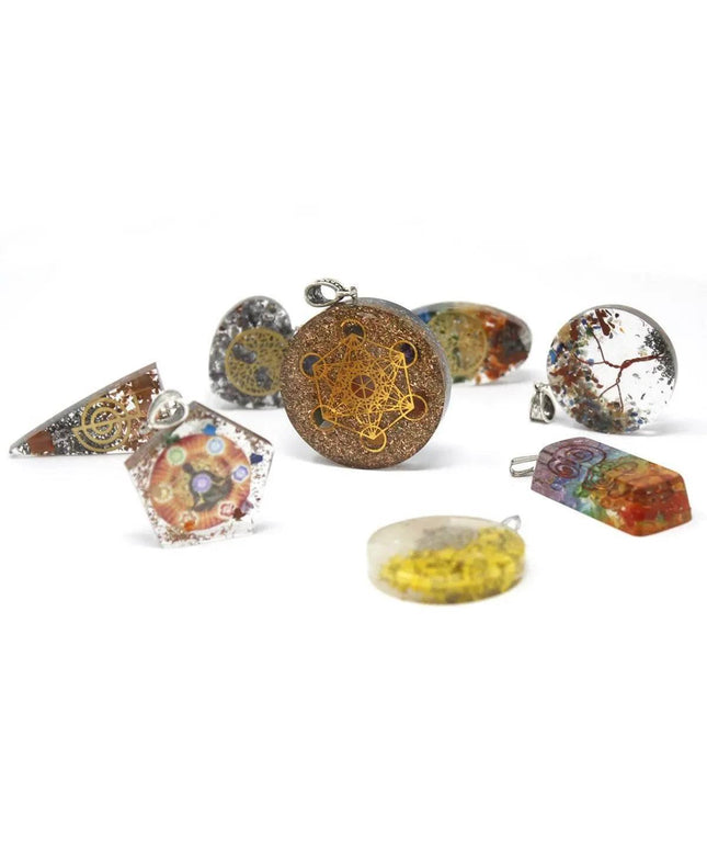 Orgonite Power Pendant - 7 Stone Chakra Oval with Tree - Bee my Gift
