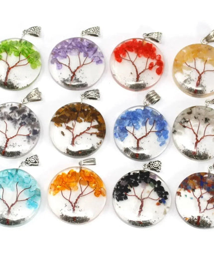 Orgonite Power Pendant - Round Amethyst Tree - Bee my Gift