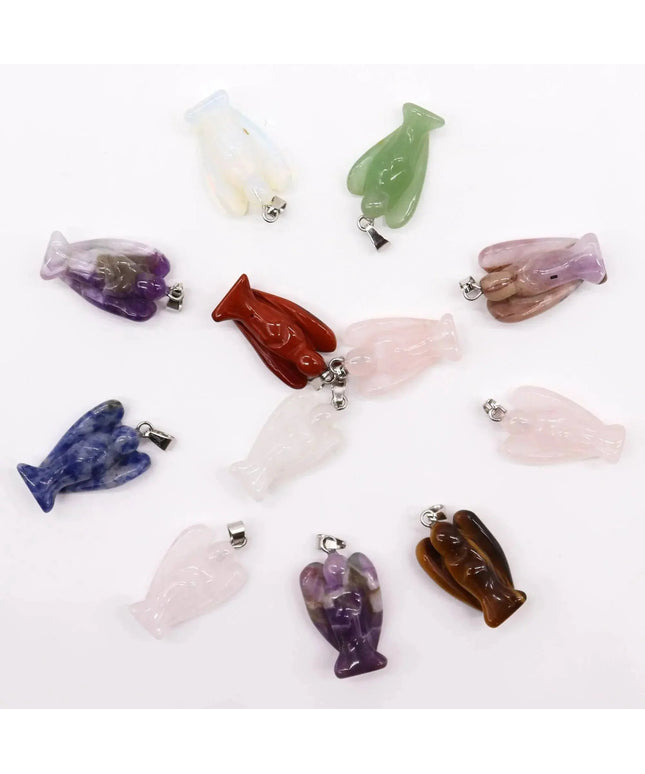 Pendentes mini anjos com pedras preciosas (12 sortidos) 26x18mm - Bee my Gift