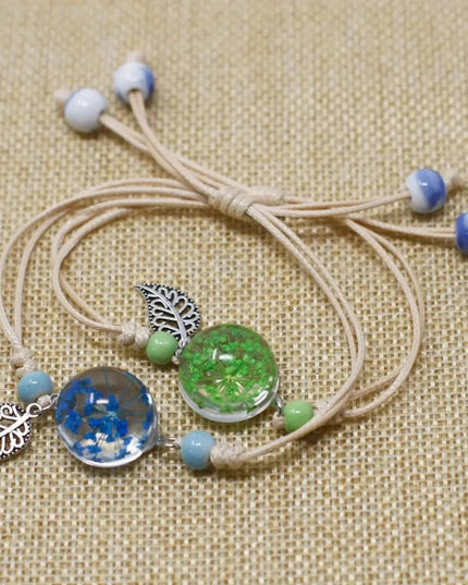 Pressed Flowers - Pretty Flower & Leaf Braclet - Bee my Gift