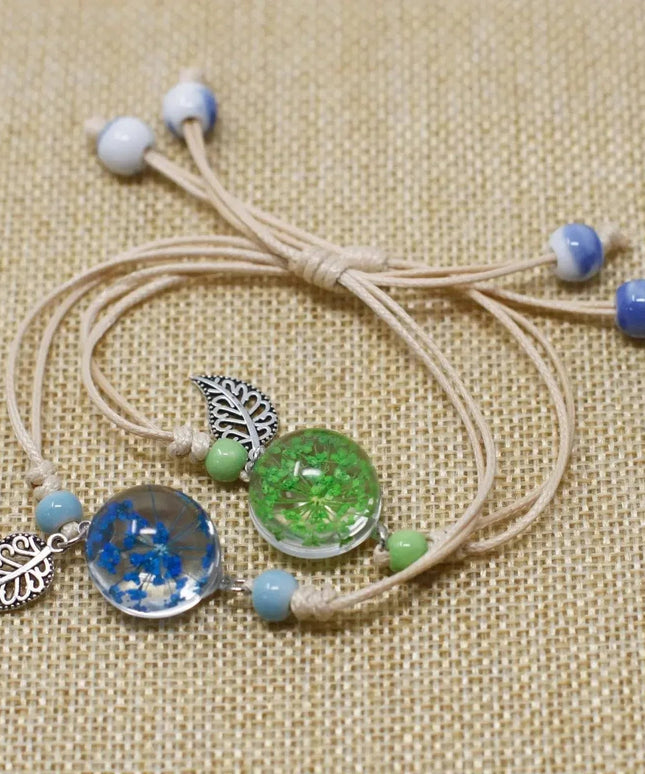 Pressed Flowers - Pretty Flower & Leaf Braclet - Bee my Gift