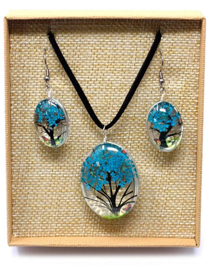 Pressed Flowers - Tree of Life set - Teal - Bee my Gift