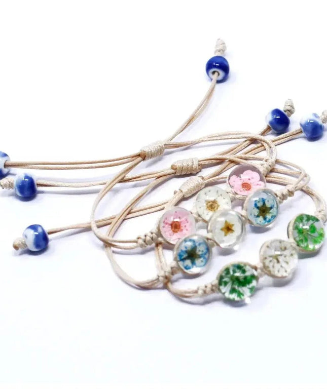 Pressed Flowers - Tri - Flower Braclet - Bee my Gift