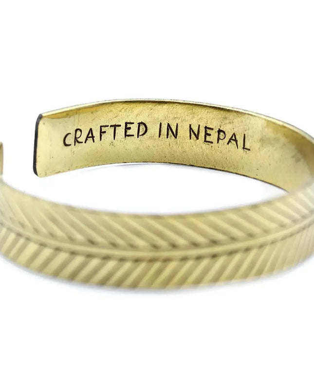 Pulseira Tibetana em Latão - Folha Tribal Larga - Bee my Gift