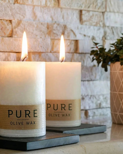 Pure Olive Wax Candle 90x60 - Grey - Bee my Gift